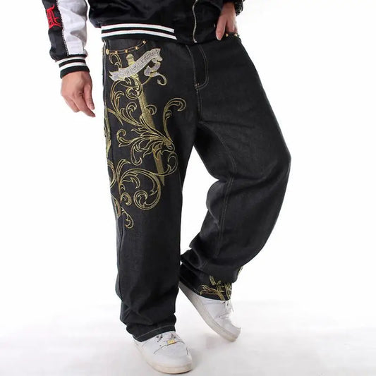 DEPOT GOLDEN SWORD Embroidery Wings Baggy Jeans